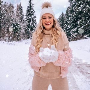 Lovers & Friends matching turtle neck sweater & pant knit set (from Revolve)